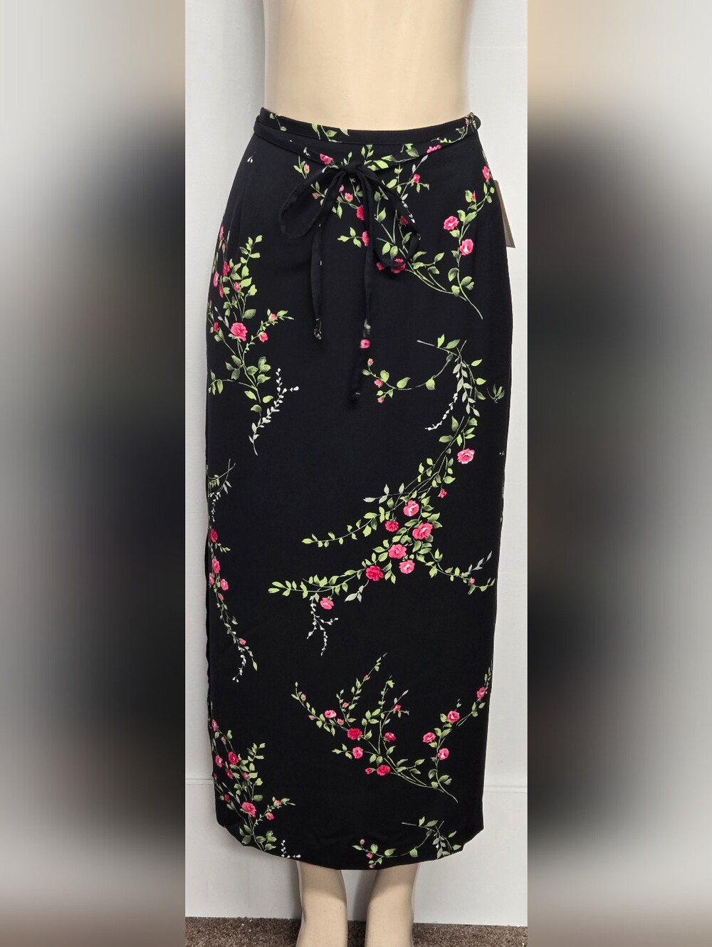 Kathie Lee Collections Vintage Skirt 16 Floral Double Slit Tie Front Flowy